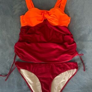 Vibrant Orange and Red Bikini with Adjustable Straps